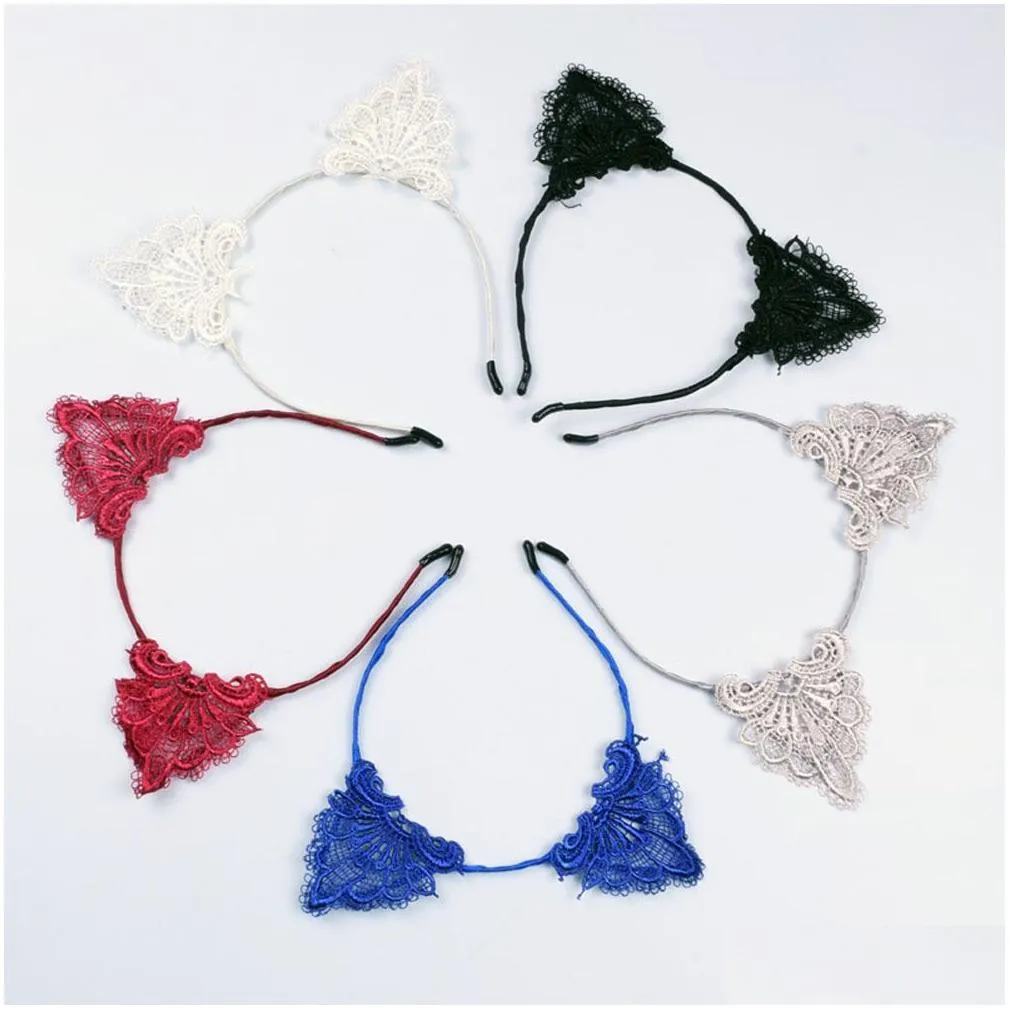 christmas lace cat ears headband baby girls women hair sticks party performance european and american hair accessories