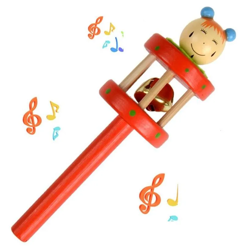 wooden cartoon baby toy middle bell kids series products hand ringing cute funny children toys 1 74cw b3