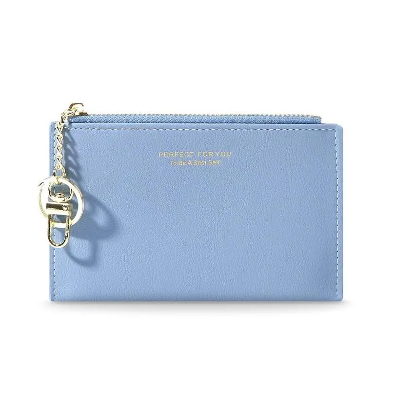 card holders 11 kinds solid color slim holder wallet keychain with zipper coin pocket for women luxury designer high quality porte