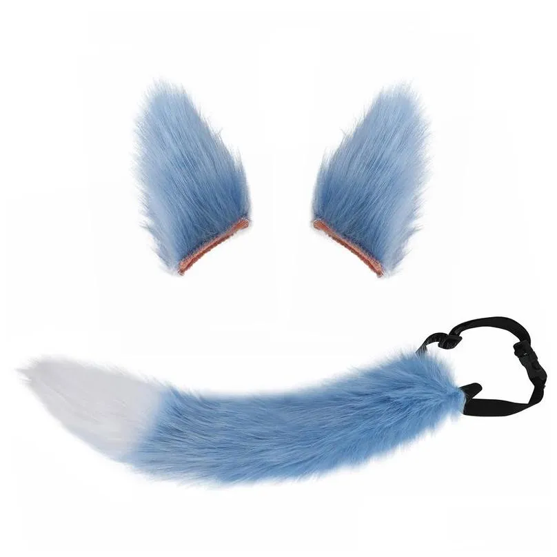 cosplay halloween fox ears tail plush suit costumes props multicolor optional simulation cat wolf animals plush toy 363 h1