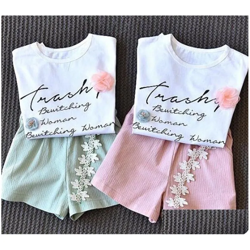 baby girl clothes summer suits short tshirts and fashion shorts middle and small kids clothing cotton designer clothes 814 v2