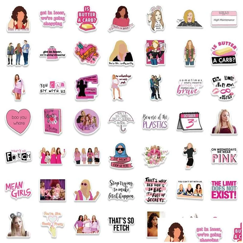 100pcs mean girls stickers us funny movie creative diy stickers decorative for laptop