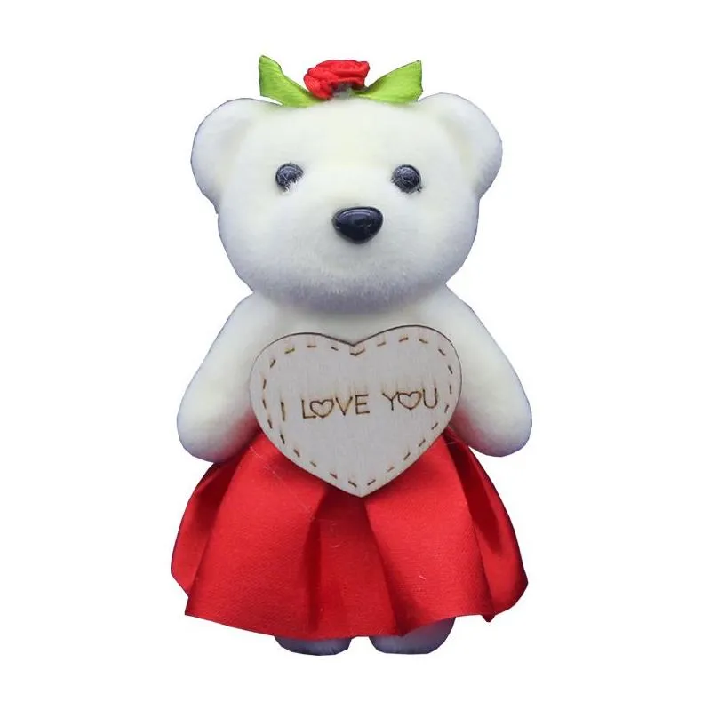 love brand plush toy bear doll cartoon bouquet bag flower doll wedding small gift small pendant 11cm 2124 t2