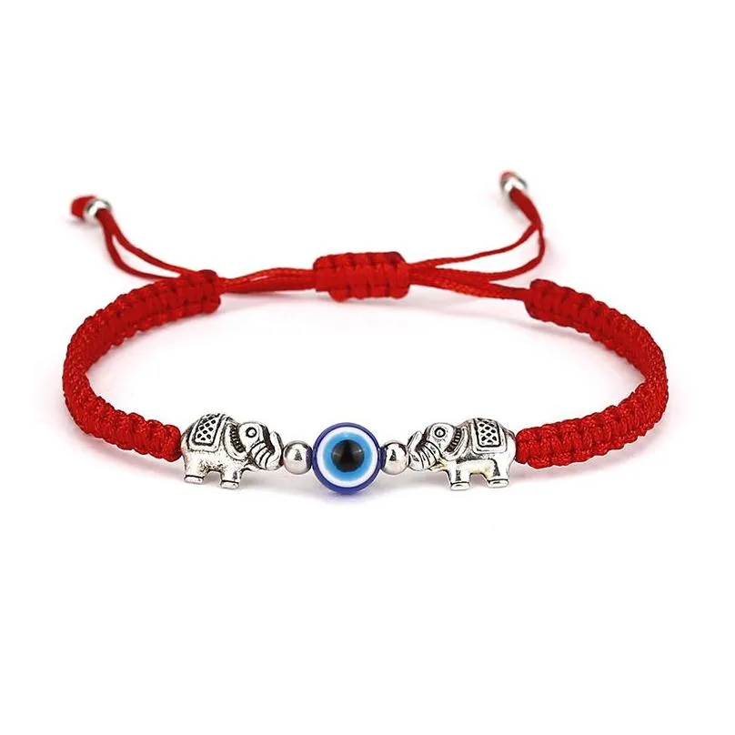  blue evil eye charm braided rope chains bracelets for women men turtle elephant hamsa hand charm red string bangle fashion jewelry