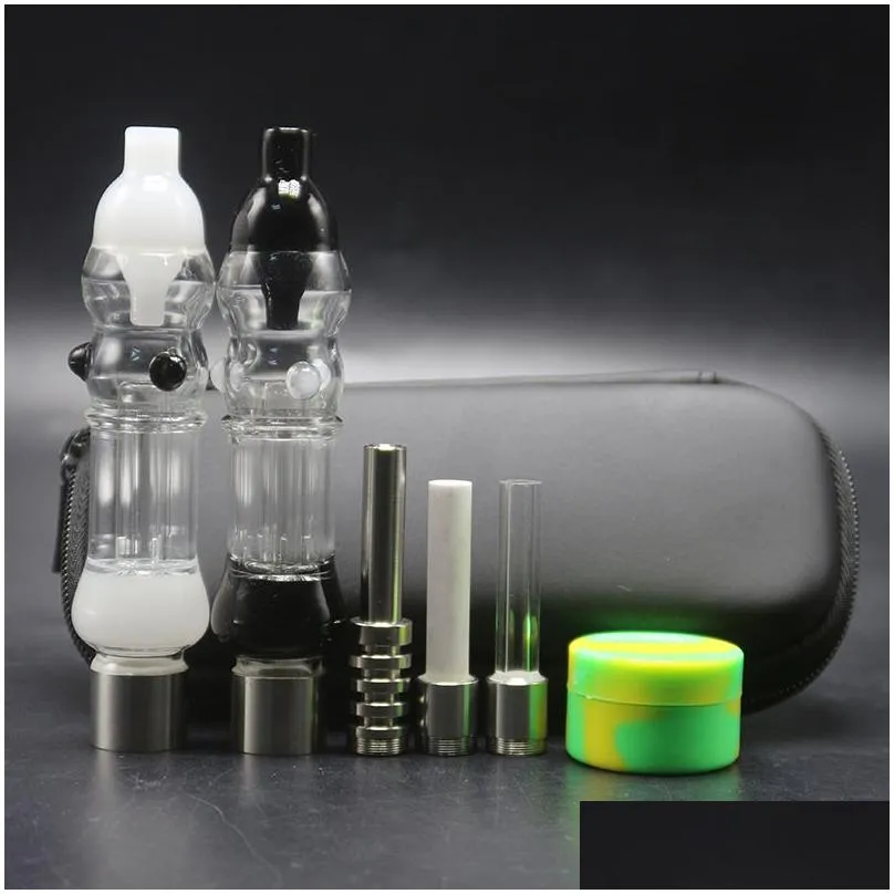 csyc nc026 smoking kit glass filter pipe with 510 titanium quartz nail silicone jar stainless tool comb dab rig for glass bongs