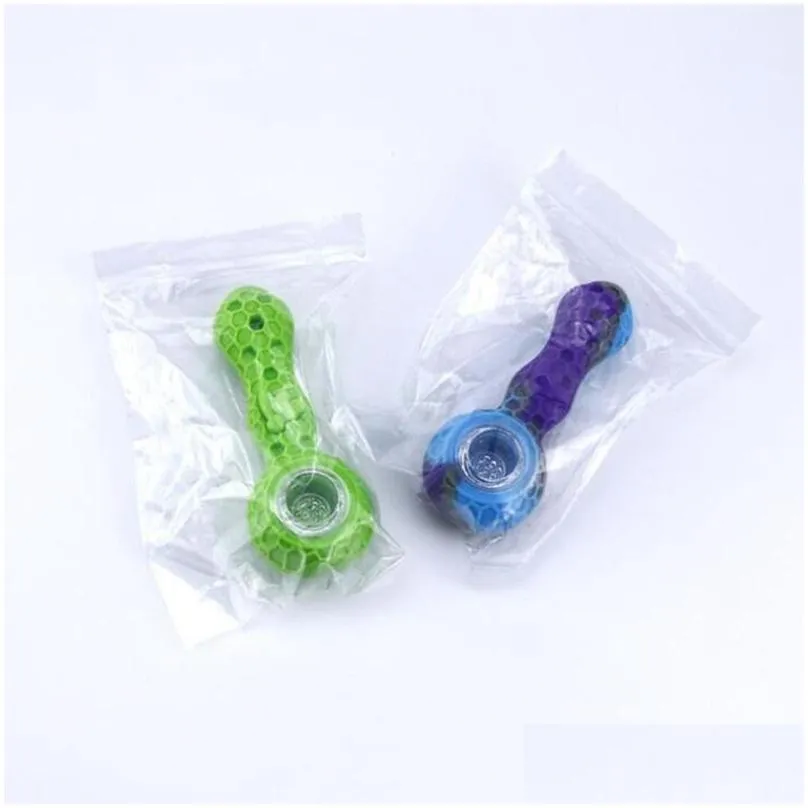 water pipe bees silicone travel tobacco pipes spoon cigarette tubes glass bong dry herb accessories smoking pipe