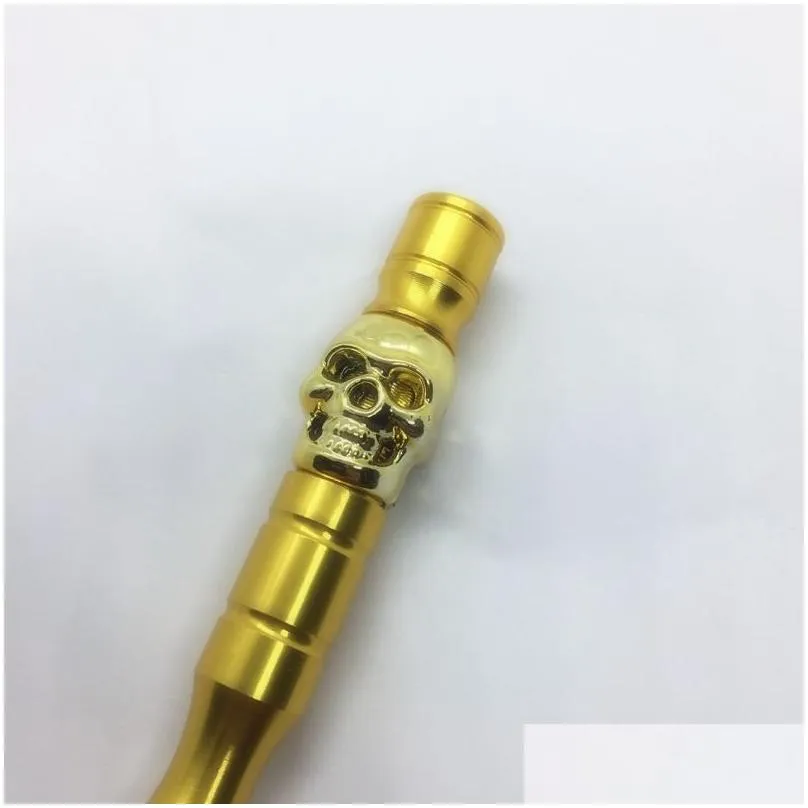 cool big colorful aluminium alloy pipes skull decorative portable removable dry herb tobacco catcher taster bat one hitter smoking cigarette holder