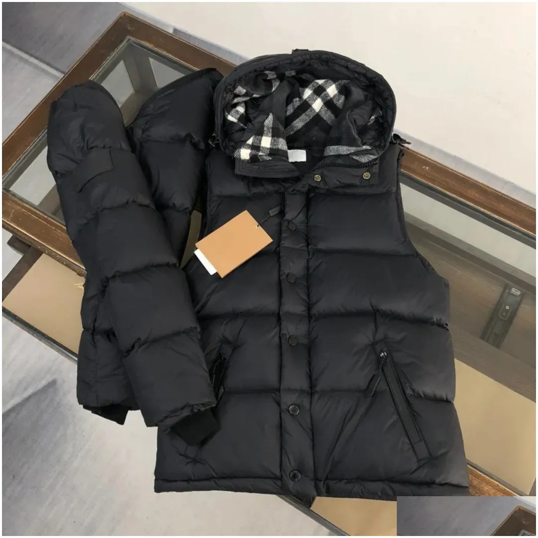 2023 new mens and womens down jacket short jacket thickened sleeves detachable buttons zipper