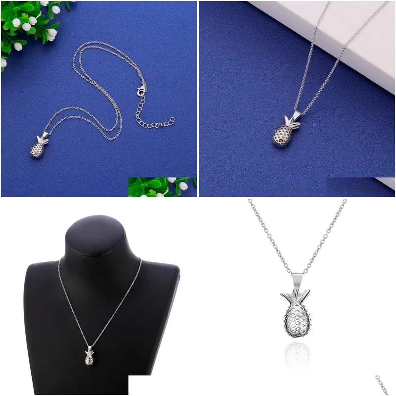 pendant necklaces cute silver plated fruit pineapple pendants lovely sweet style jewelry choker for women party gifts