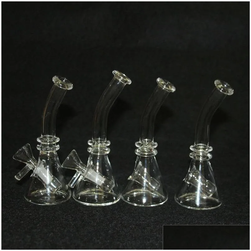 hookahs 4 inch mini triangle glass bong water pipes with 10mm female small thick pyrex beaker travel bong recycler dab rig for smoking