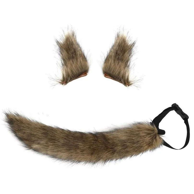 cosplay halloween fox ears tail plush suit costumes props multicolor optional simulation cat wolf animals plush toy 363 h1