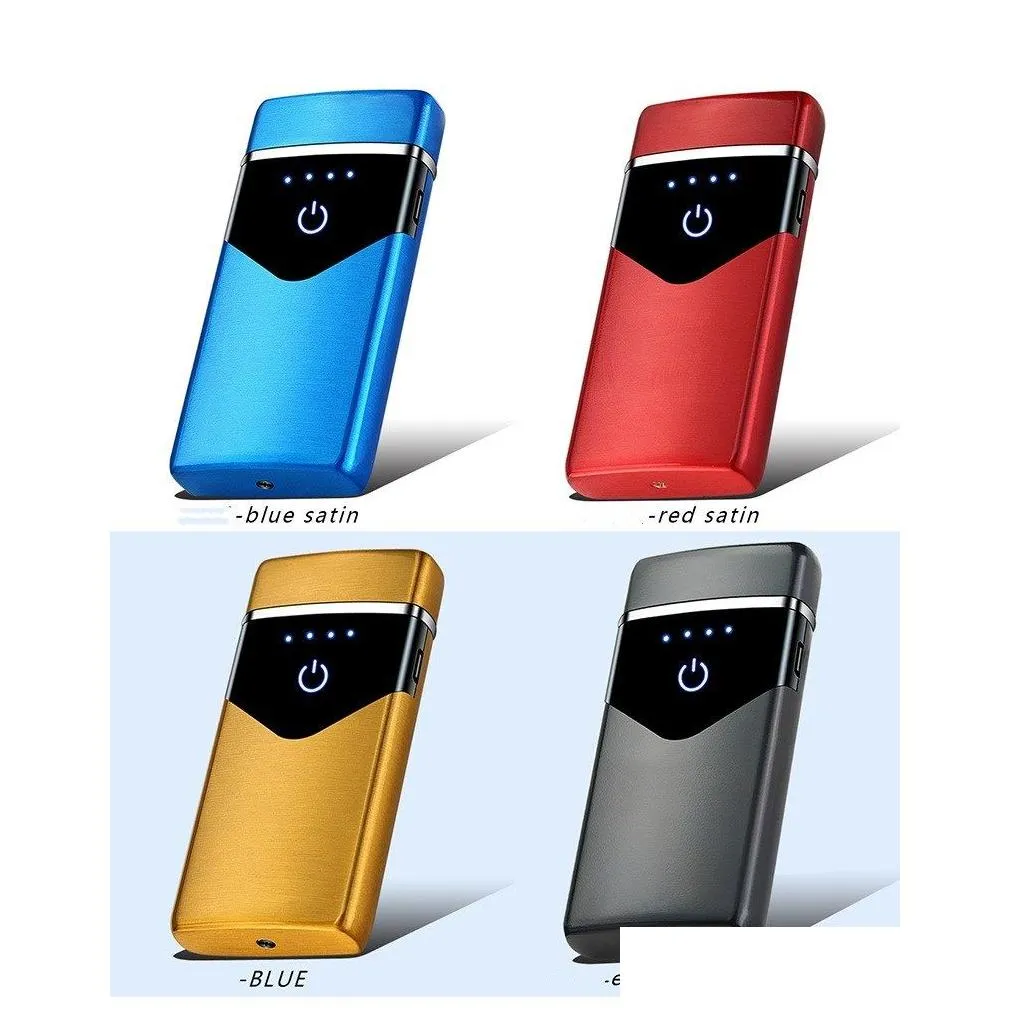  dual arc usb lighter rechargeable electronic lighter led screen cigar plasma power display pulse thunder lighter gift