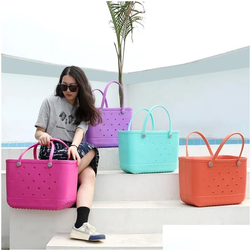party favor fashion extra large beach bags leopard solid color summer eva basket women capacity bag totes drop