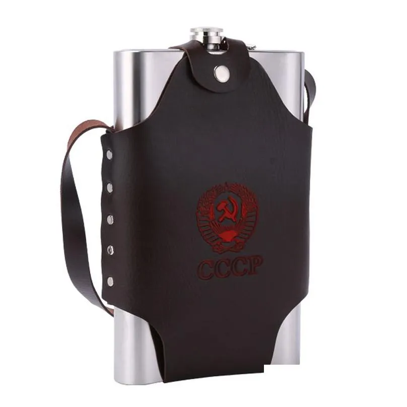 big capacity hip flask stainless steel 64oz wine pot with portable bag whiskey bole drink outdoor with friend