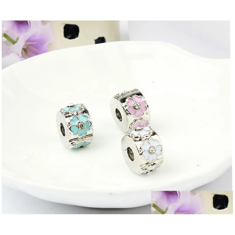 3 color painted daisy clip alloy charm bead fashion women jewelry stunning european style for pandora bracelet