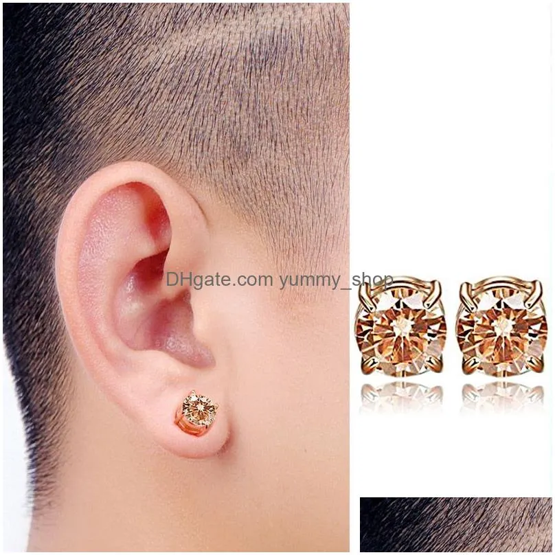 zircon stainless steel magnet clip on earrings stud no pierced diamond ear studs for women men hiphop fashion fine jewelry