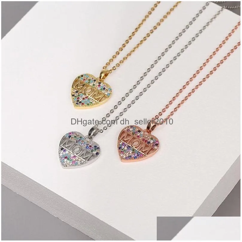 ziron diamond heart pendant necklace stainless steel chains mom necklaces mother gift will and sandy