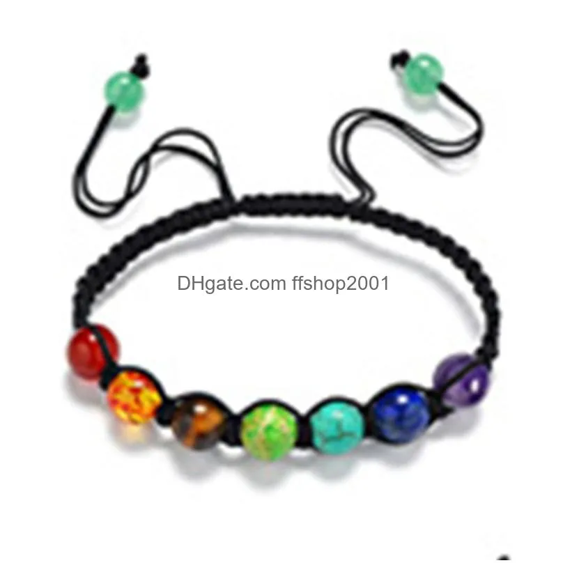 7 yoga chakra bracelet charm reiki natural stone healing balance bracelets buddha women men fashion jewelry will and sandy