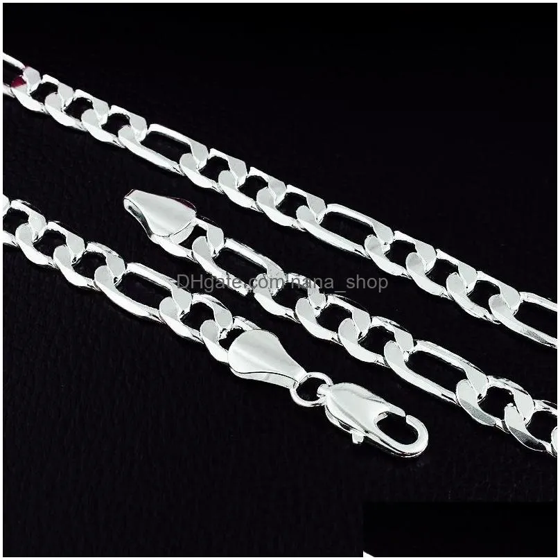 classic mens silver chain necklaces high quality jewelry personality 1624 inches 8mm necklace fashion christmas gifts