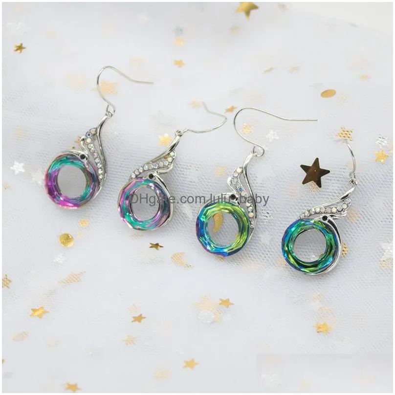  bohemian ethnic colorful crystal dangle earrings fashion peacock phoenix statement earring daily wedding party jewerly gift