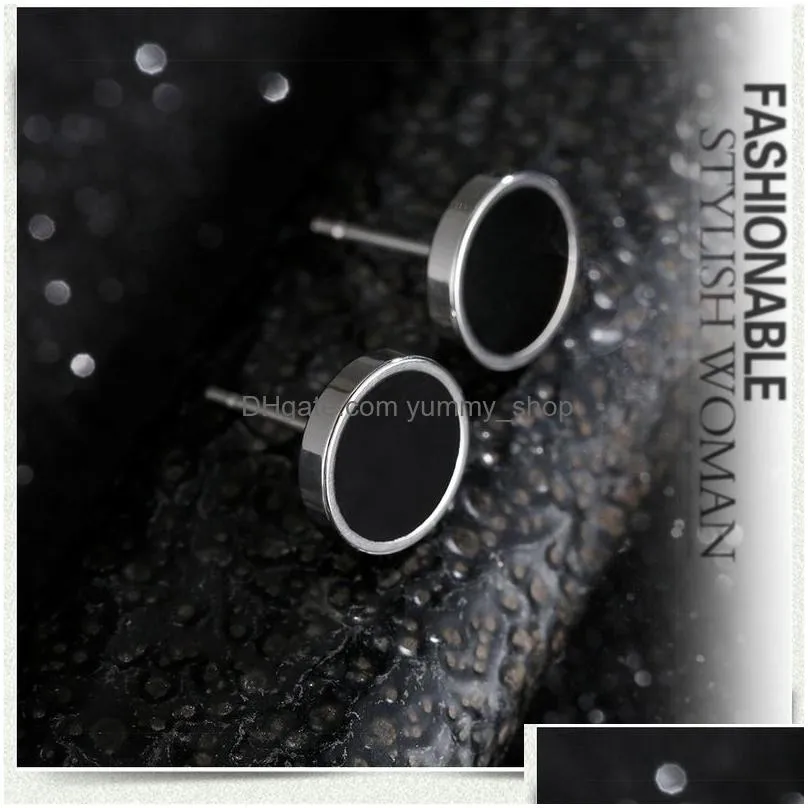 black stainless steel stud earrings hip hoop ear rings for women men fashion jewelry will and sandy