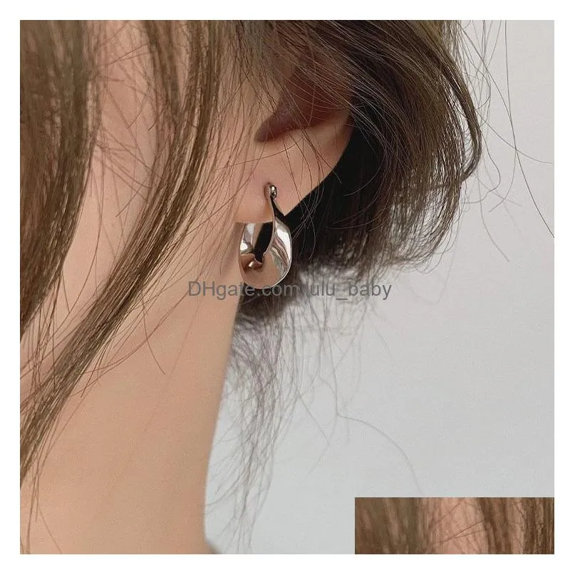 punk gold plated chunky irregular hammered hoop dangle earrings for women minimalist geometric twisted polished ear ring huggie hoops
