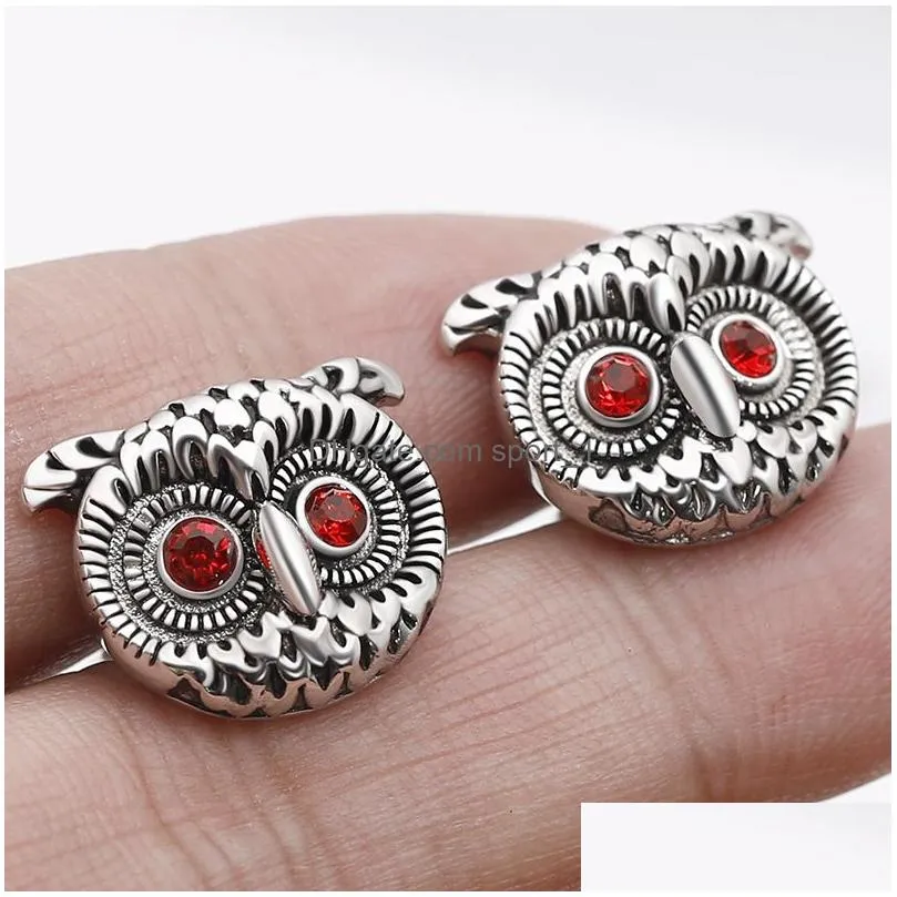 ancient silver owl cufflinks copper business suit shirt cuff links button dress for women men fashion jewelry will and sandy 