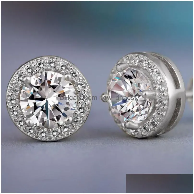 cubic zircon diamond stud earrings silver rose gold women ear rings wedding fashion jewelry gift will and sandy