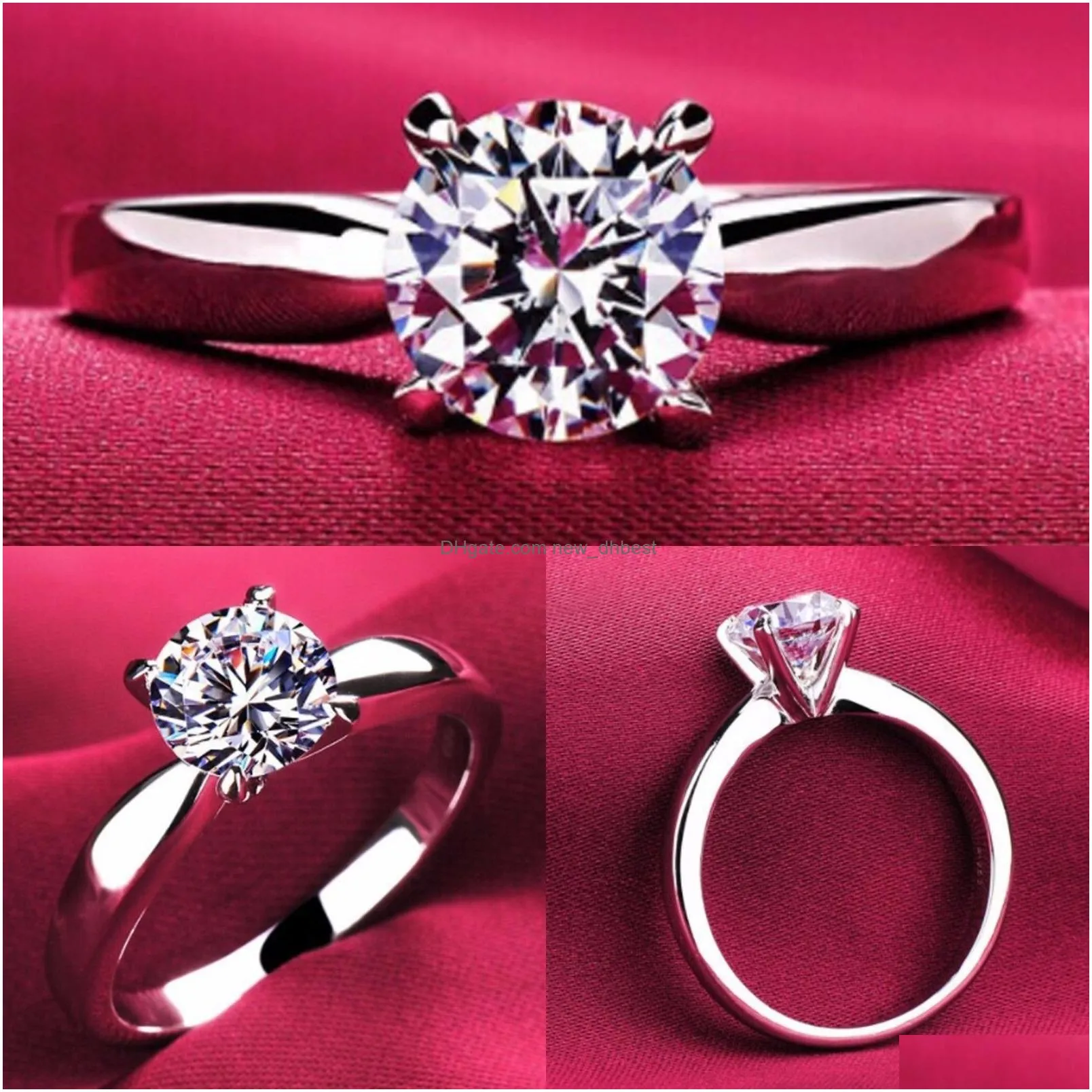 white gold rings for women round cut zirconia diamond solitaire ring wedding band engagement bridal