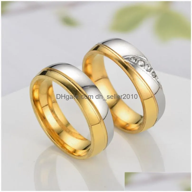 contrast color gold diamond ring band cross grain rings gold women mens rings fashion jewelry will and sandy gift