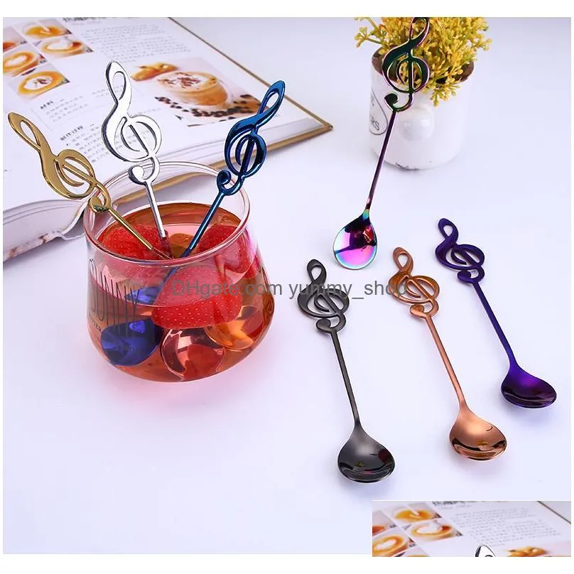 music note coffee spoon stainless steel home kitchen dining flatware ice cream dessert spoons cutlery tool