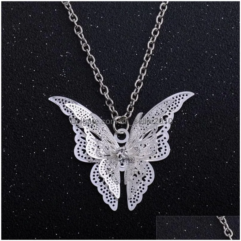 silver butterfly diamond necklace chain jewelry women necklace fashion jewelry fashion gift 162361