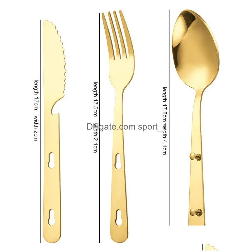 3pcs/set spoon fork knife cutlery set stainless steel multifunction lock catch outdoor sport camping flatware tableware hands tool