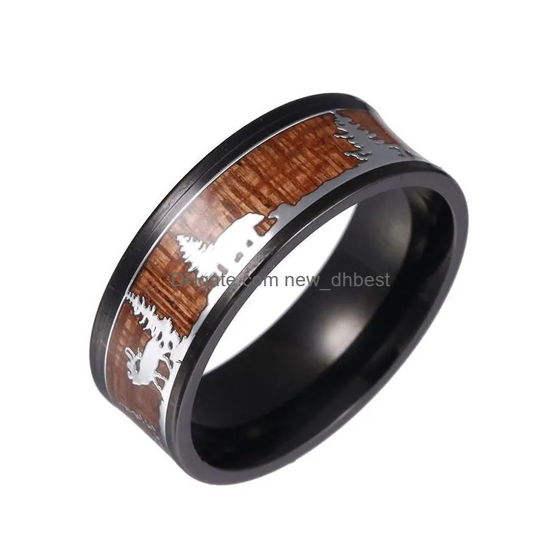 christmas tree reindeer ring stainless steel black band rings for men women fashion jewelry xmas gift will and sandy