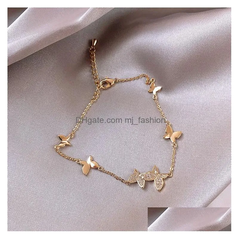 silver wedding bracelet for women couples classic crystal butterfly hand jewelry gifts