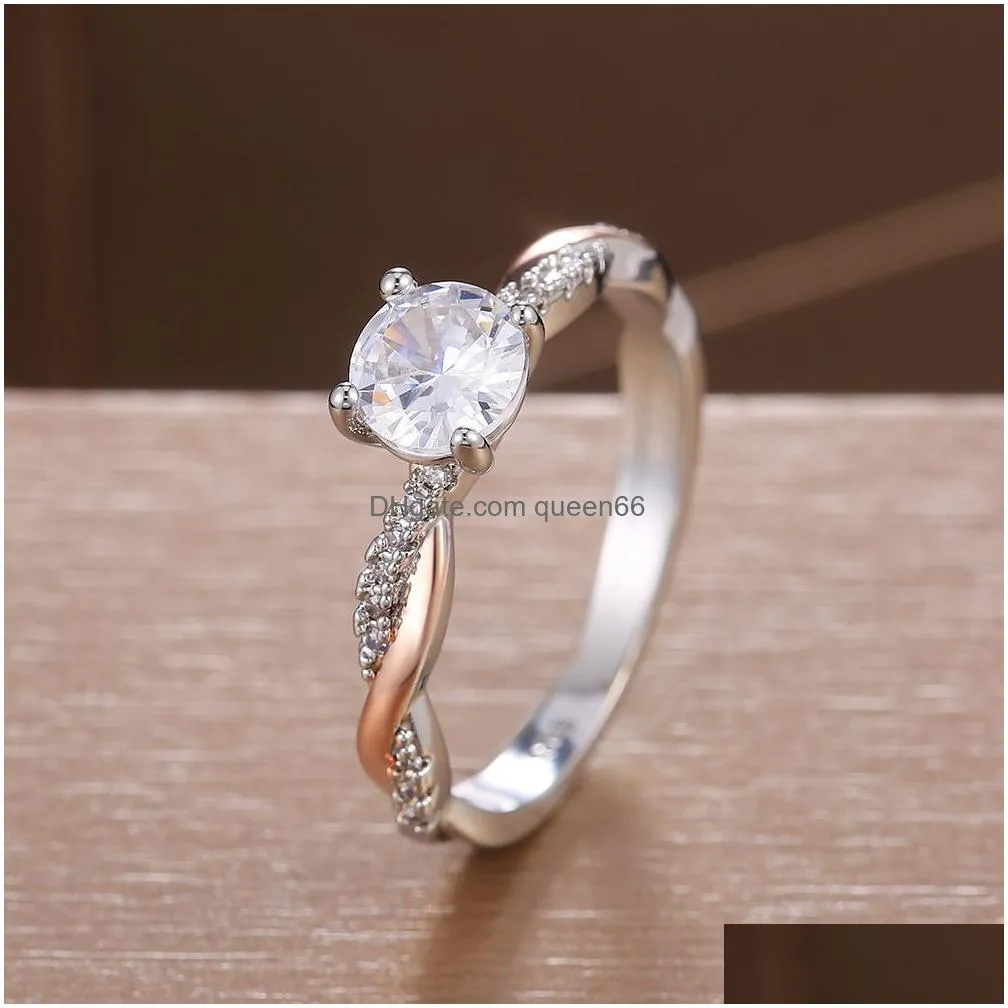 luxury womens wedding ring fashion gemstone engagement women jewelry simulated diamond rings for party gift