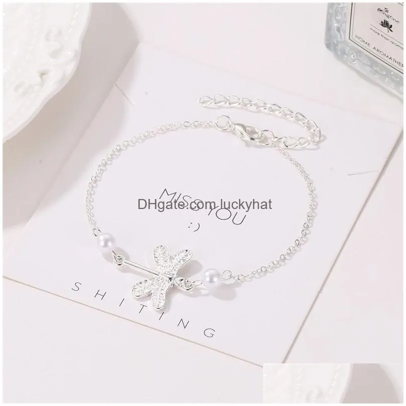 fashion silver plated dragonfly ankle bracelet minimalist woman anklet anniversary gift for girlfriend hot exquisite accessories