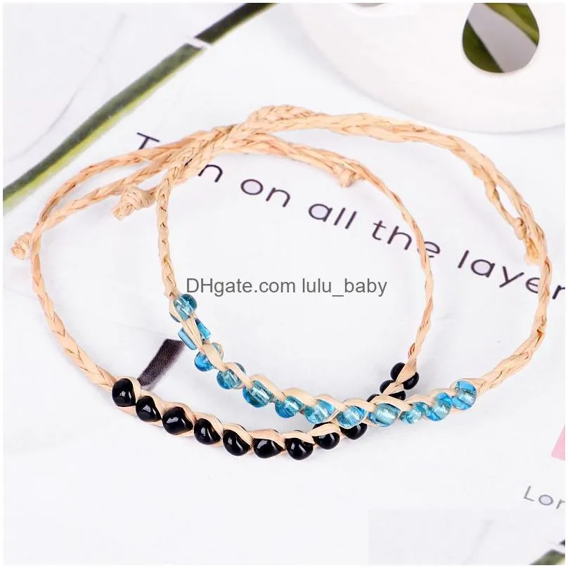 wholesale charm bracelets crystal bead love rafi grass handmade jewelry lady wish rope bracelet