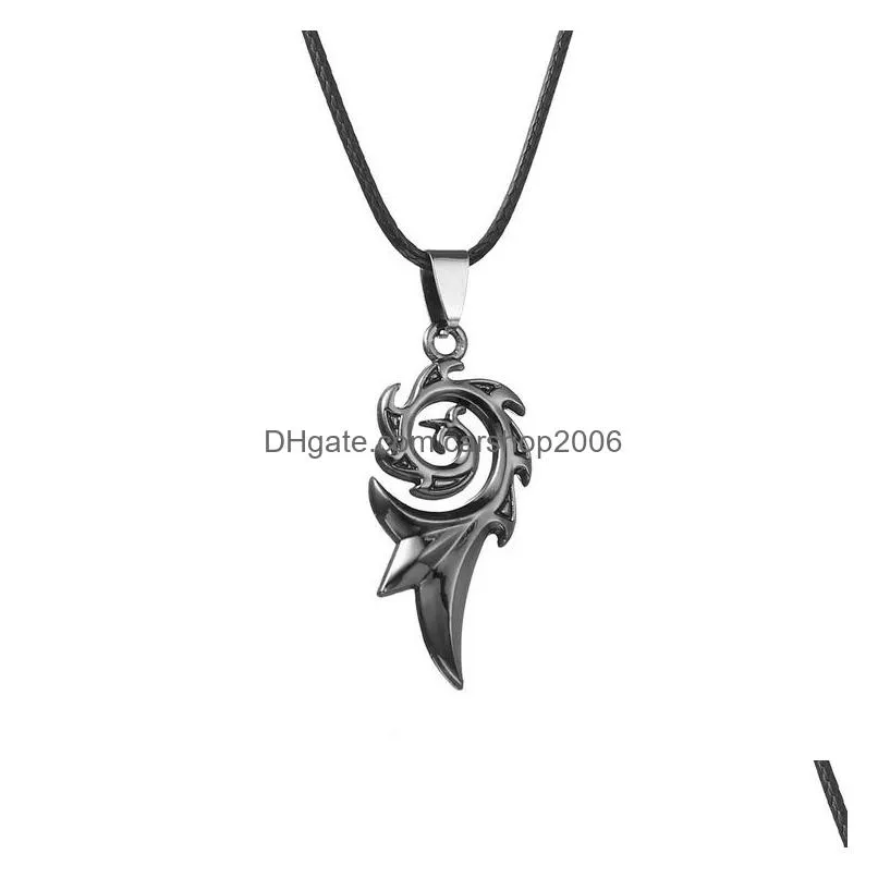 mens punk dragon flame pendant necklace titanium stainless steel cool leather rope chain necklaces jewelry gift