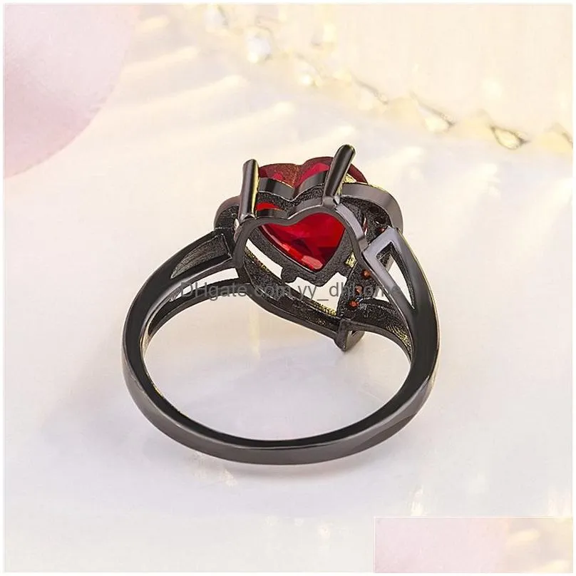 cubic zircon heart ring red purple diamond women engagement wedding rings fashion jewelry gift will and sandy