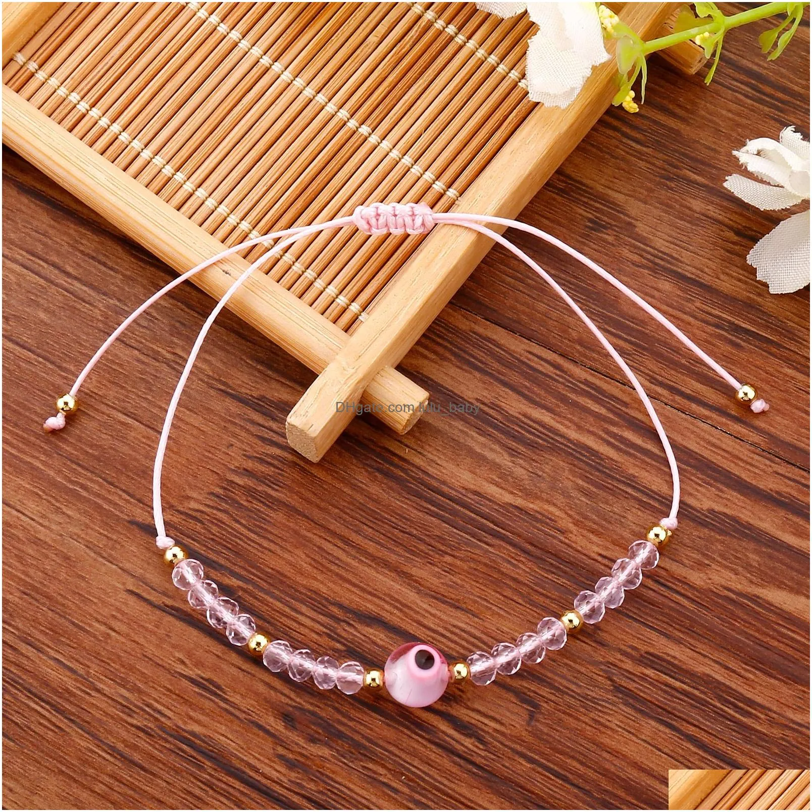evil nazar eye bracelet handmade rope stainless steel bead crystal bracelets for women valentines day gift emo jewelry