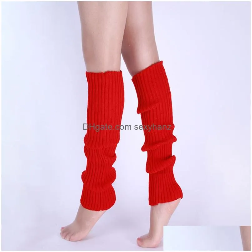 update fashion women knit ribbed leg warmers socks solid color knee winter sports yoga leg warmer stockings hosiery drop ship