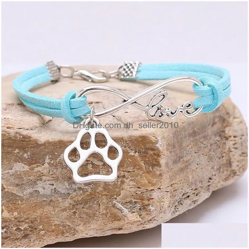 infinity love dog paw charm bracelet fashion bracelets for women kids jewelry gift blue purple black white