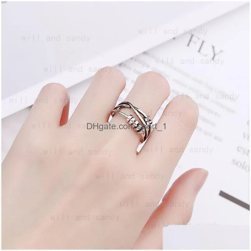 rotatable charm adjustable ring band letter smile rings for women girls fashion fine jewelry