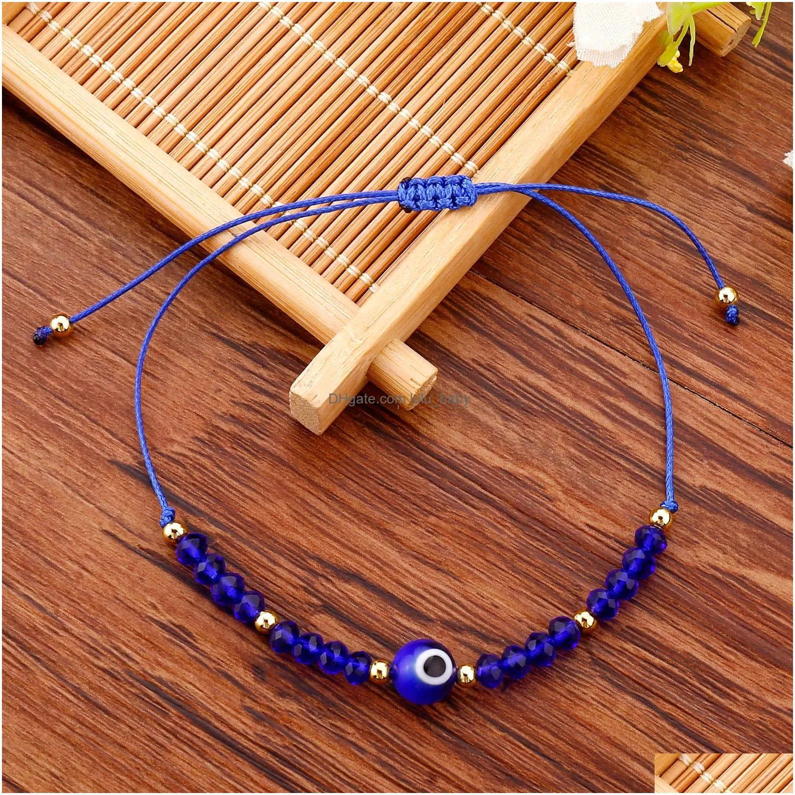 evil nazar eye bracelet handmade rope stainless steel bead crystal bracelets for women valentines day gift emo jewelry