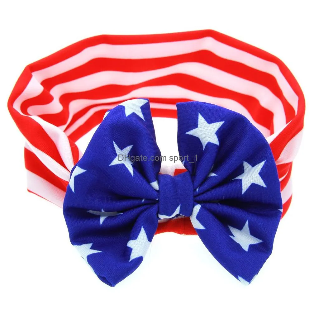 american flag bunny ear hair tie headband national day baby knotted hairband baby knotted head band bow hairwrap