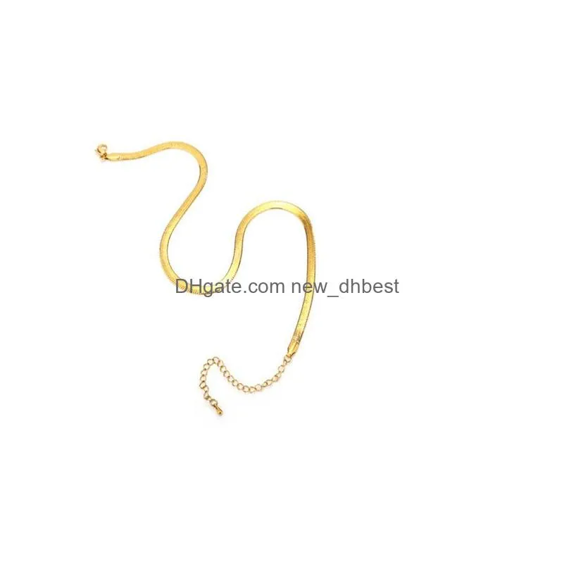 flat snake bone chain necklaces stainless steel gold collar short clavicle blade necklace men and women for party gifts