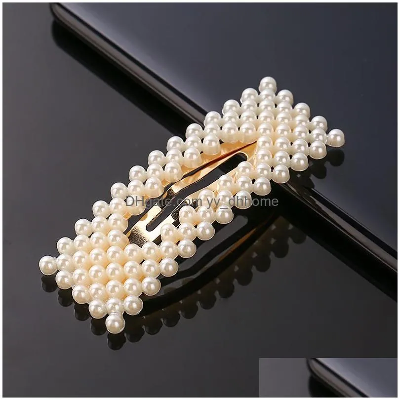 pearls hair clips for women girls acrylic resin heart bow crown barrettes geometric clip hairpins headwear