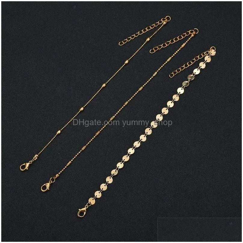 gold coins beads anklet chain women summer beach multi layer wrap foot chains bracelet fashion jewelry will and sandy gift
