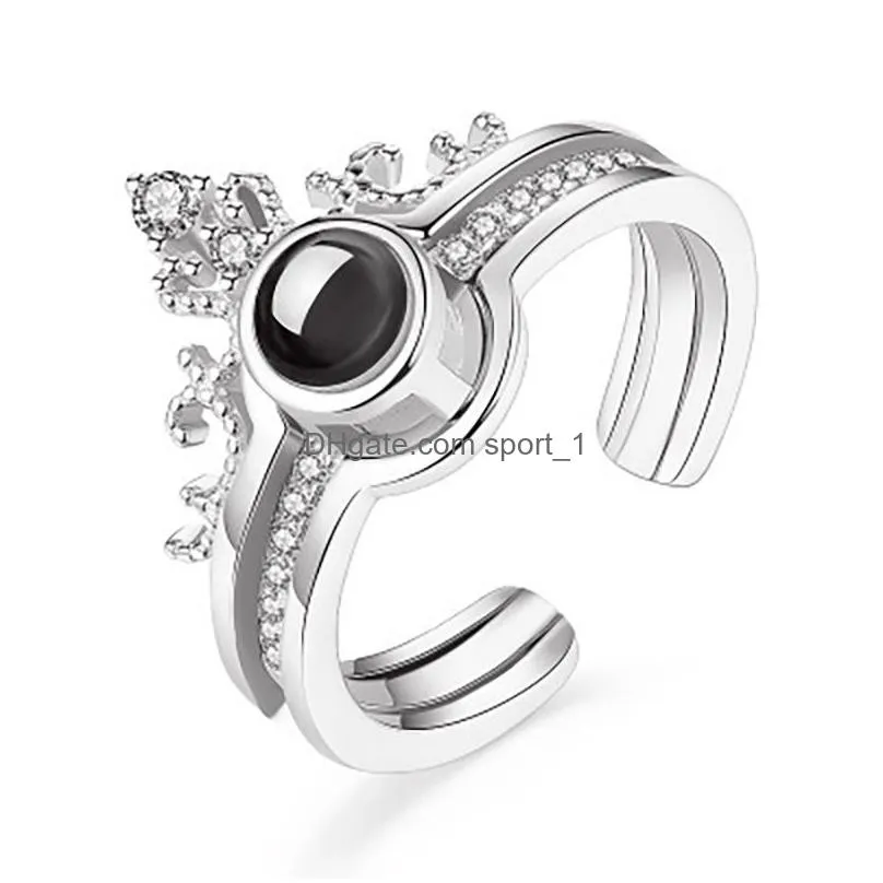 2in1 crown ring i love you in 100 languages projection rings for women fashion fine jewelry